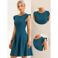 thumbnail image 2 of Vestido de noche para mujer, con volantes, manga casquillo, cremallera frontal, línea A, vestido de cóctel Azul eléctrico XL, 2 of 6
