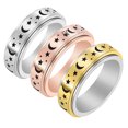 thumbnail image 5 of Anillo giratorio sencillo de acero inoxidable con forma de estrella y luna para hombre y mujer, oro rosa, pequeño anillo fresco con lunares, tamaño ajustable, 5 of 5