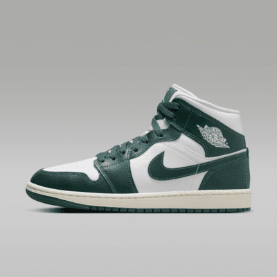 Women's Jordan 1 Mid White/Oxidized Green-Sail (BQ6472 133) - 7.5