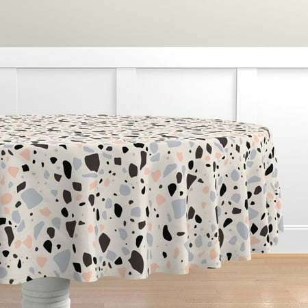 

Cotton Sateen Tablecloth 70 Round - Terrazzo Marble Coral Black Lilac Ivory Nature Print Custom Table Linens by Spoonflower