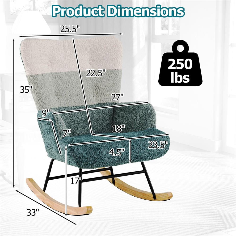Topcobe Nursery Rocking Chair with Ergonomic Armrests and High Backrest, Modern Furniture for Living Room, Practical, Easy to Assemble