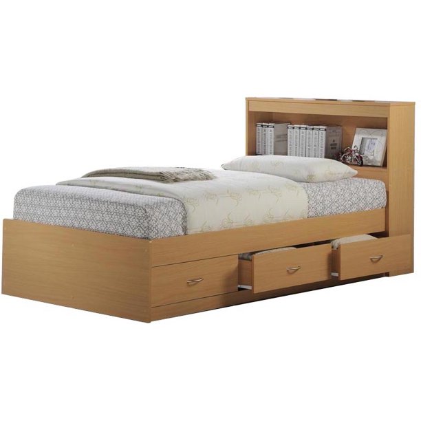 Hodedah 3Drawer Captain Storage Bed, Multiple Colors, with Headboard