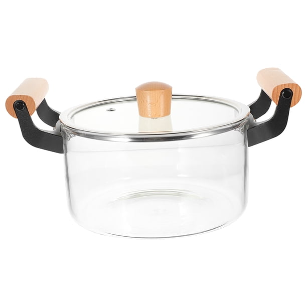 Olla de vidrio transparente resistente al calor para sopa, papilla, olla para cocinar en casa, 2,5 l