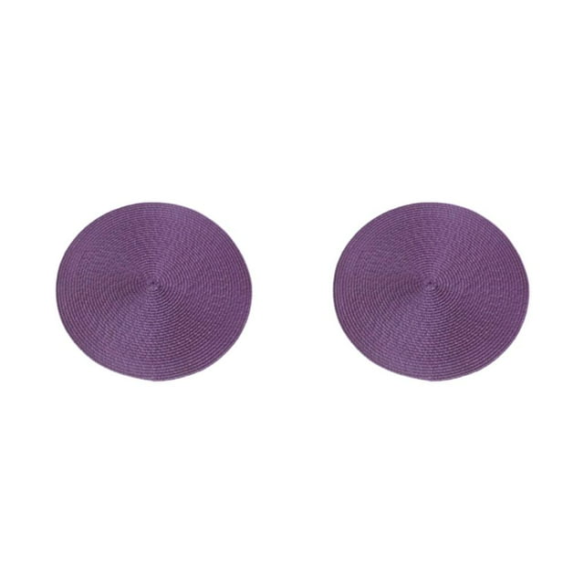 Yuarrent Tapete para redonda, resistente y duradero, inodoro, moderno, sencillo, ligero, manteles individuales redondos de PP, color morado púrpura 2Conjunto