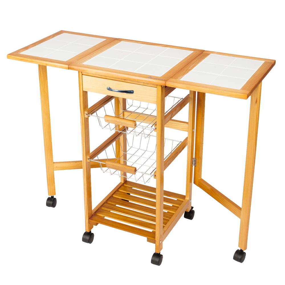 Details about   Heavy Duty Rolling Wood Kitchen Island Trolley Cart W/ 2 Drawers Storage Cabinet 