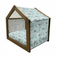 thumbnail image 2 of Garden Art Pet House, Blossoming Spring Flowers with Hand Drawn Horizontal Stripes Chamomiles, Outdoor & Indoor Portable Dog Kennel with Pillow and Cover, 5 Sizes, Grey Pale Blue, by Ambesonne, 2 of 5