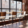 thumbnail image 6 of Betisef Set of 1 Counter Height Swivel Bar Stools with Back, PU Leather Upholstered Kitchen Island Stools, Thick Cushion Seat, 360° Swivel, 350 lbs Capacity for Dining Room, Beige, 6 of 11