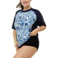 thumbnail image 5 of Alove Women's Plus Size Short Sleeve Swim Shirt Top Color Blocked UPF 50+ Rashguard, 5 of 5