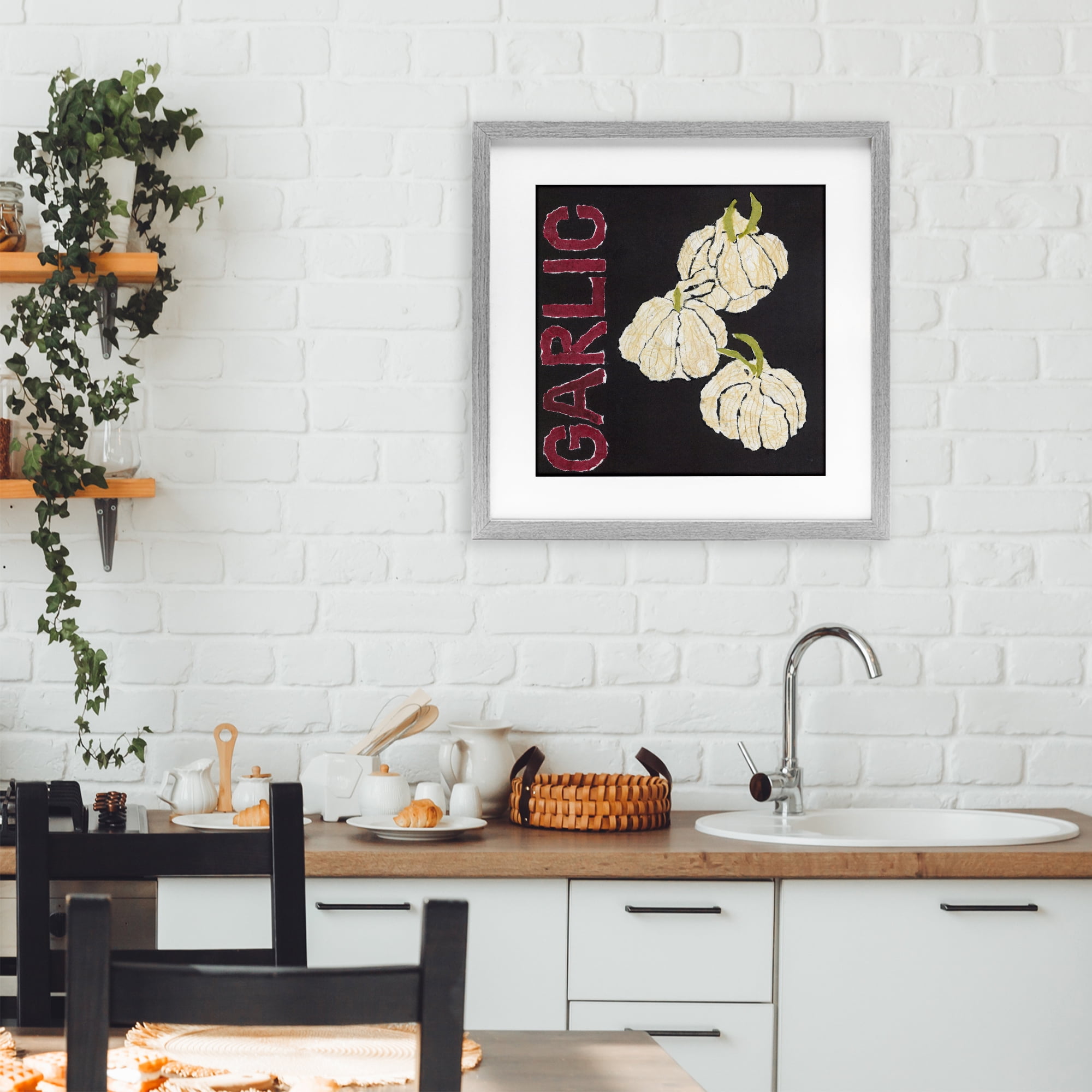 Stupell Industries Garlic Garden Vegetable Gray Framed Print Under Glass, design by Nancy Overton