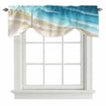 thumbnail image 2 of Abstract Beach Tie Up Valances Curtain, Adjustable Kitchen Light Blue Beige Ombre Ocean Wave Coastal Sand Valances for Windows Decor, Rod Pocket Short Curtains Set for Bedroom/Bathroom, 54"x18", 2 of 9