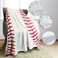 thumbnail image 4 of Sports Fleece Blanket Baseball Stitches Lightweight Fuzzy Cozy Soft Warm Throw for Man Boy Teen, Air Conditioning, 4 of 7