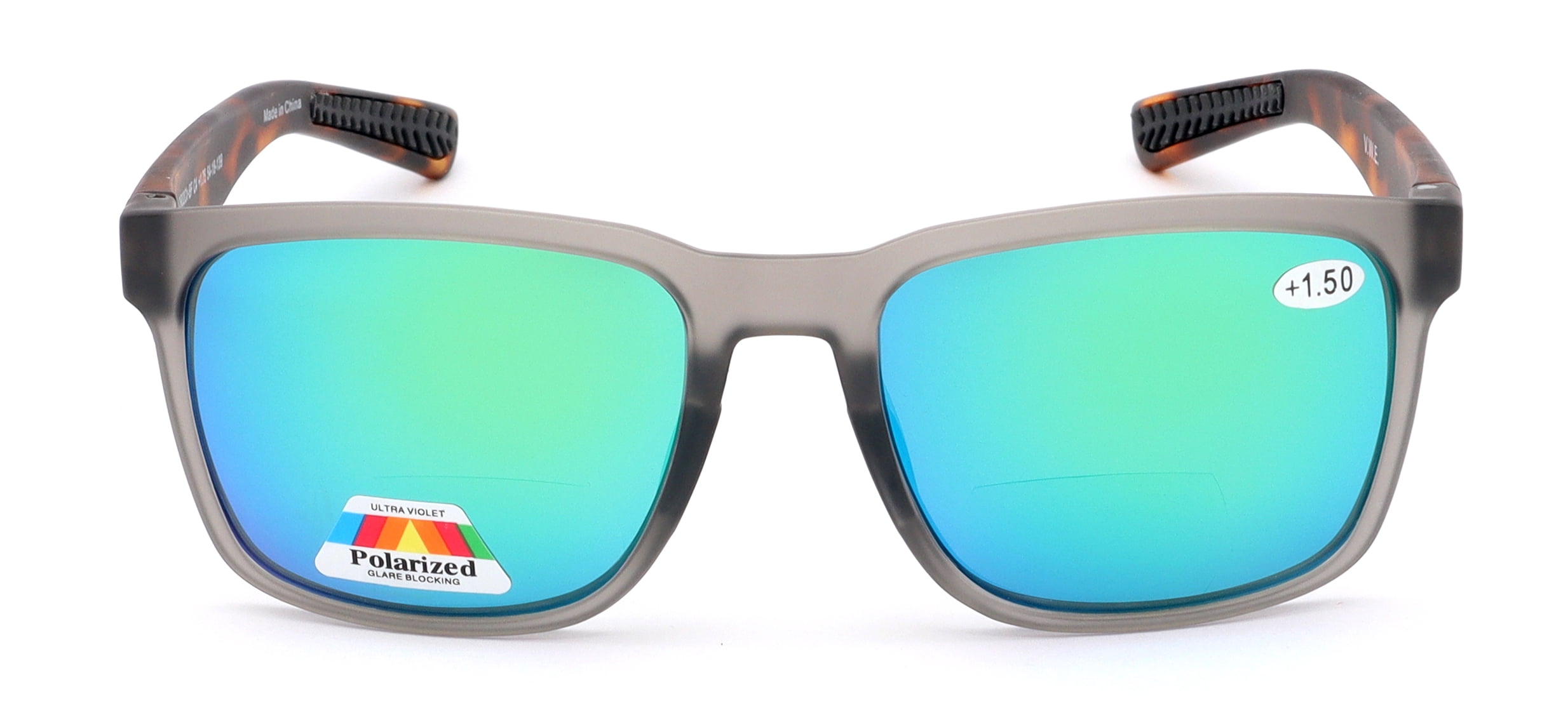 Men Tinted Polarized Bifocal Reading Fishing Sunglasses - Lightweight TR90 - UV Protection Reader 1.75 CR02