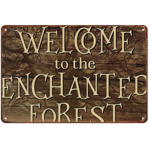 Enchanted Forest Retro Aluminum Tin Sign Wall Decoration 8 x 12 Inch for Kitchen Bar Bedroom Bathroom