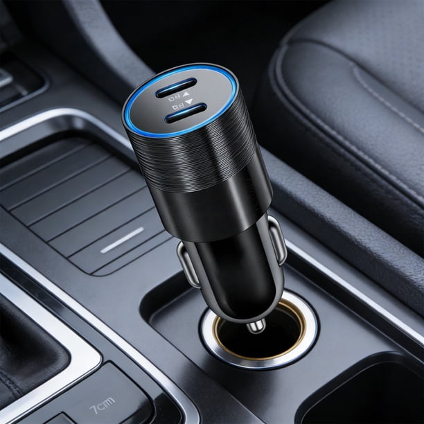 Cargador rápido para coche de 40 W con dos puertos para cargar varios dispositivos simultáneamente: adaptador USB-C dual para coche, compatible con carga rápida, protección de seguridad inte