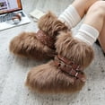 thumbnail image 2 of Women's Boot Furry Fluffy Comfortable Mid-Calf Boots Round Toe Warm Lined Snow Boots Y2K Outdoor Rave Outdoor Fashion Boots Punk Style With Built In Height Furry Boots, 2 of 8