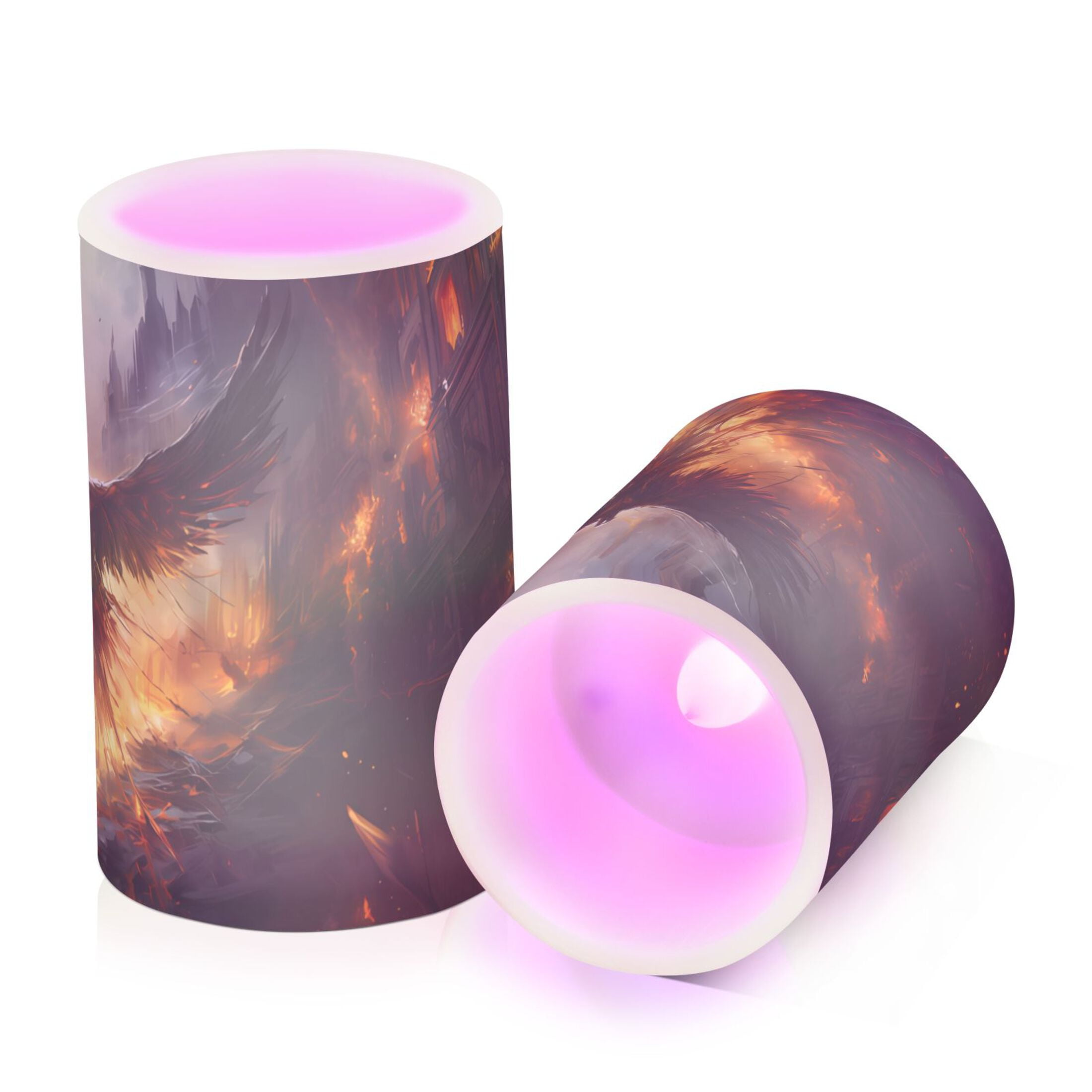 Bird Wings Fire Houses Flameless Candles&nbsp;LED Lights Battery Operated Candles with Remote and Timers Flicker Lights Votive Set of 2