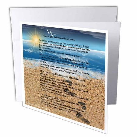 3drose Footprints In The Sand On Beach With Poem Greeting Cards 6