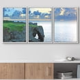 thumbnail image 2 of wall26 - 3 Piece Framed Canvas Wall Art - Sunset with Rock, Okinawa, Manzamo - Modern Home Art Stretched and Framed Canvas Ready to Hang - 24"x36"x3 White, 2 of 5
