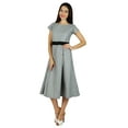 thumbnail image 4 of Bimba Womens Cap Sleeves Dresses Polyester Cotton Pleated Shift Dress with Pockets Gray, 4 of 9