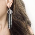 thumbnail image 2 of Pendientes colgantes con flecos para mujer, estilo bohemio, largos, hechos a mano, con cristales de circonita cúbica bohemia, cadena llamativa, pendientes colgantes de boda para fiesta de graduac, 2 of 5