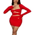 thumbnail image 3 of Femmes Spaghetti Sangle Mini Robes avec des Gants hors Épaule Sans Manches Bodycon Robe de Soirée Usure de Club, 3 of 7