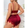 thumbnail image 2 of Plus Ensemble de Lingerie en Satin de Dentelle Contrastante, 2 of 5
