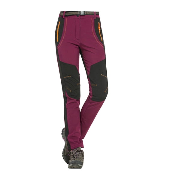 Lenpel Fleece Lined Hiking Pants for Women Water Resistant Thermal Outdoor Snow Ski Pants Soft Winter Warm Pants