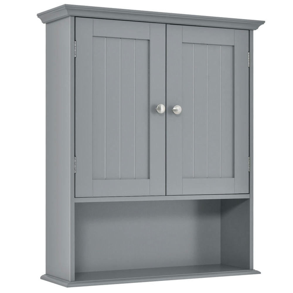 GVN Wall Mount Bathroom Cabinet Storage Organizer with Doors and Shelves-Gray, Bathroom Shelves Over Toilet for Bathroom Laundry Room Kitchen GVN Wall Mount Bathroom Cabinet Storage Organizer with Doors and Shelves-Gray, Bathroom Shelves Over Toilet for Bathroom Laundry Room Kitchen