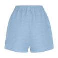 thumbnail image 5 of Miluxas Casual Stretchy Denim-Like Walking Shorts for Women Summer Drawstring Elastic Waist Straight Leg Jeans with Pockets Light Blue, 5 of 9