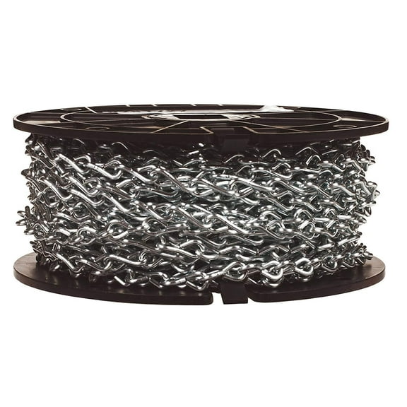Campbell 0721727 Low Carbon Steel Single Jack Chain, Zinc plated, #12 Trade, 0.11" Diameter, 29 lbs Load Capacity, 100 Feet Reel