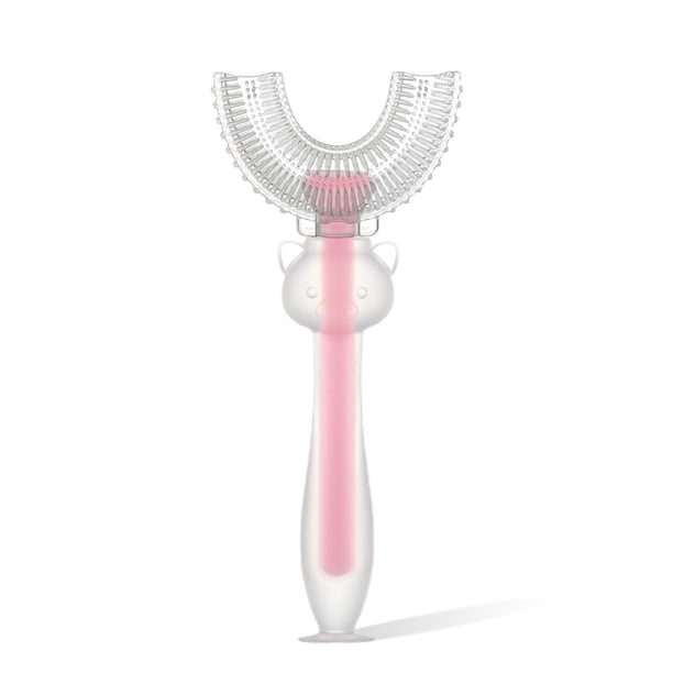 Cepillo de dientes de silicona en forma de U, boca completa, doble cara, dientes completos para niños, mordedores de 360 grados con suministros de limpieza de dientes, pequeño, rosa Advancent HA009125-06
