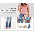 thumbnail image 4 of BTFBM Women Short Sleeve Tops Square Neck Ribbed Knit Basic Tee Shirt Y2K Casual Summer Clothes Spring Outfits, 4 of 8