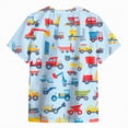thumbnail image 4 of TOWED22 Toddler Boys Dinosaur Shark T-Shirts Short Sleeve Car Excavator Graphic Tees(Light Blue,12-13 Y), 4 of 5