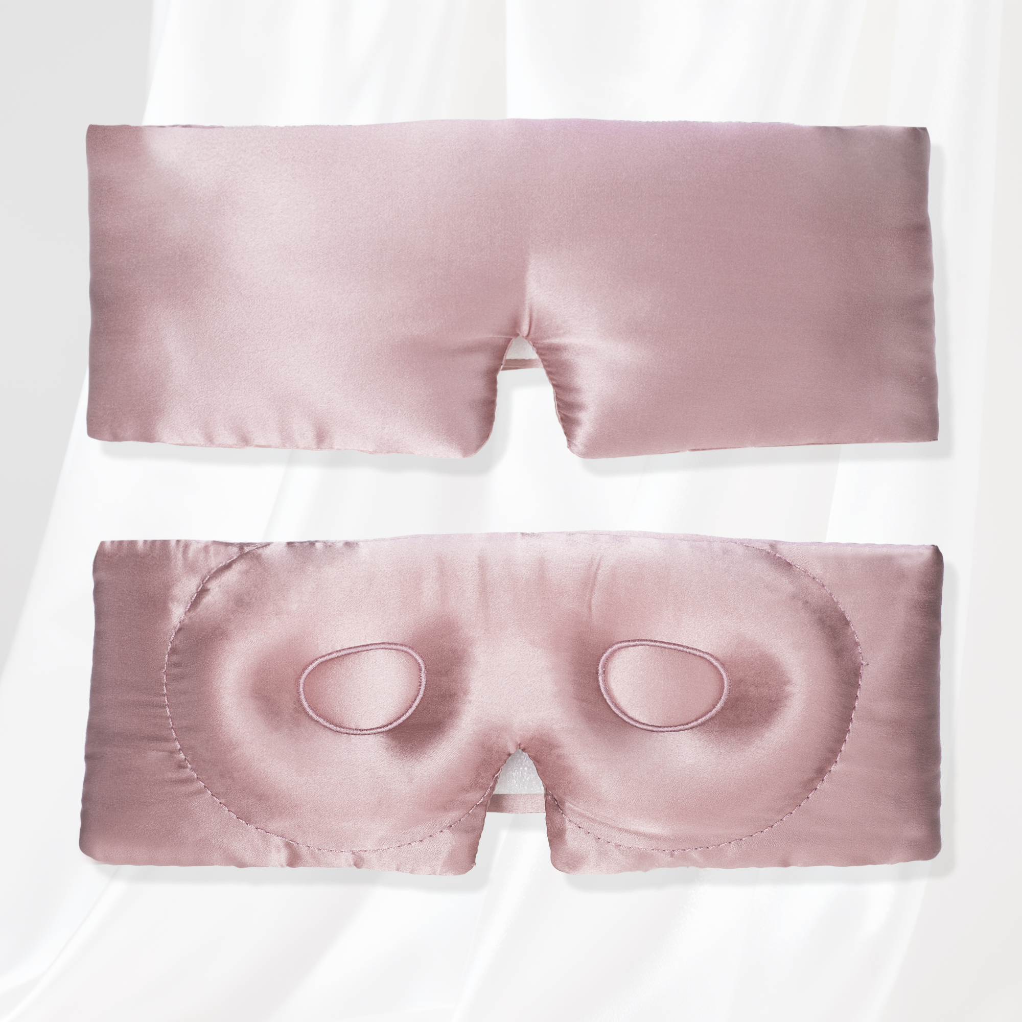 Unique Bargains 22 Momme Pure Silk Sleep Mask with Travel Pouch 3D Contour Adjustable Blindfold for Side Sleepers Eyelash Protecting for Natural Lashes & Extensions Light Pink