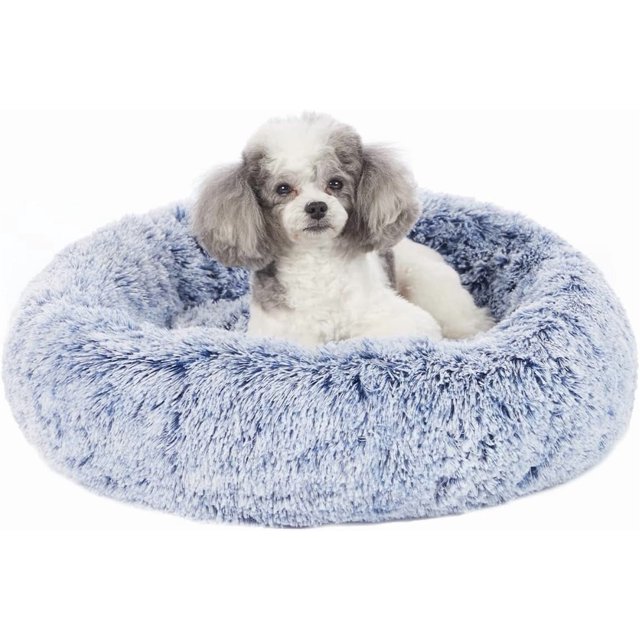 Calming Donut Dog Bed es Round Fluffy for Large Dogs -Anxiety Plush Machine Washable ( Large)