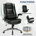 thumbnail image 4 of Colamy High Back Upholstered Black Leather Swivel Executive Office Chair with Flip-up Arms for Adult, 4 of 10