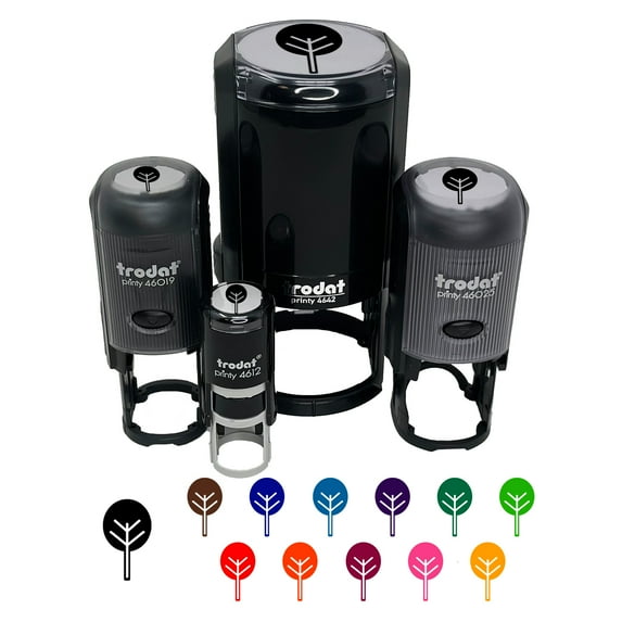 Cute Tree Self-Inking Rubber Stamp Ink Stamper - Blue Ink - Small 3/4 Inch