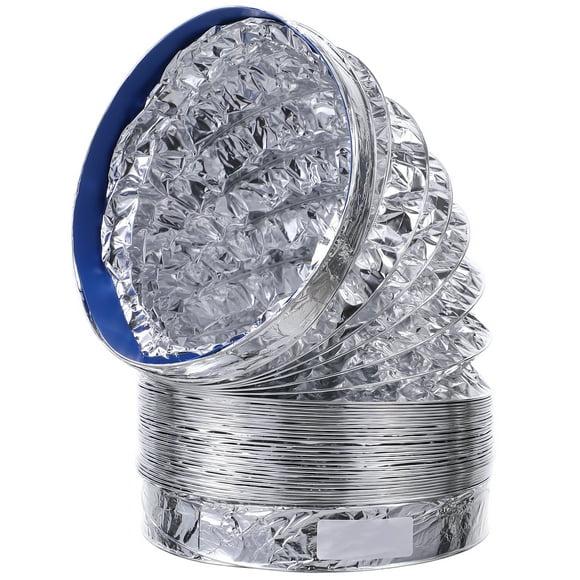 1 Pc 1.5m Thicken Aluminum Foil Duct Hose Flex Air Intake Pipe Ventilation Fan Exhaust Vent Hose for HVAC Ventilation 180mm Diameter (Silver)