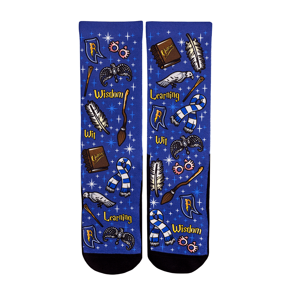 Rock Em Elite Wizard House Blue Ravenclaw Crew Socks