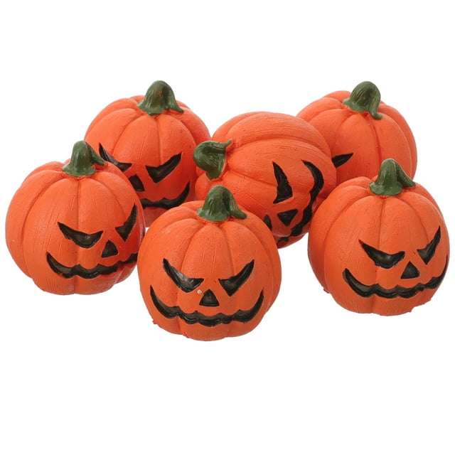 Figuras de calabaza en miniatura para jardín de Halloween, 6 uds., adornos de calabaza para acuarios, recuerdos de fiesta