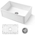 thumbnail image 2 of Izzovium 30 Inch Fireclay Farmhouse Kitchen Sink, Reversible Single Bowl Apron Front, Antique White, Heat-Resistant & Durable Ceramic Sink for Modern White Kitchen, 2 of 7