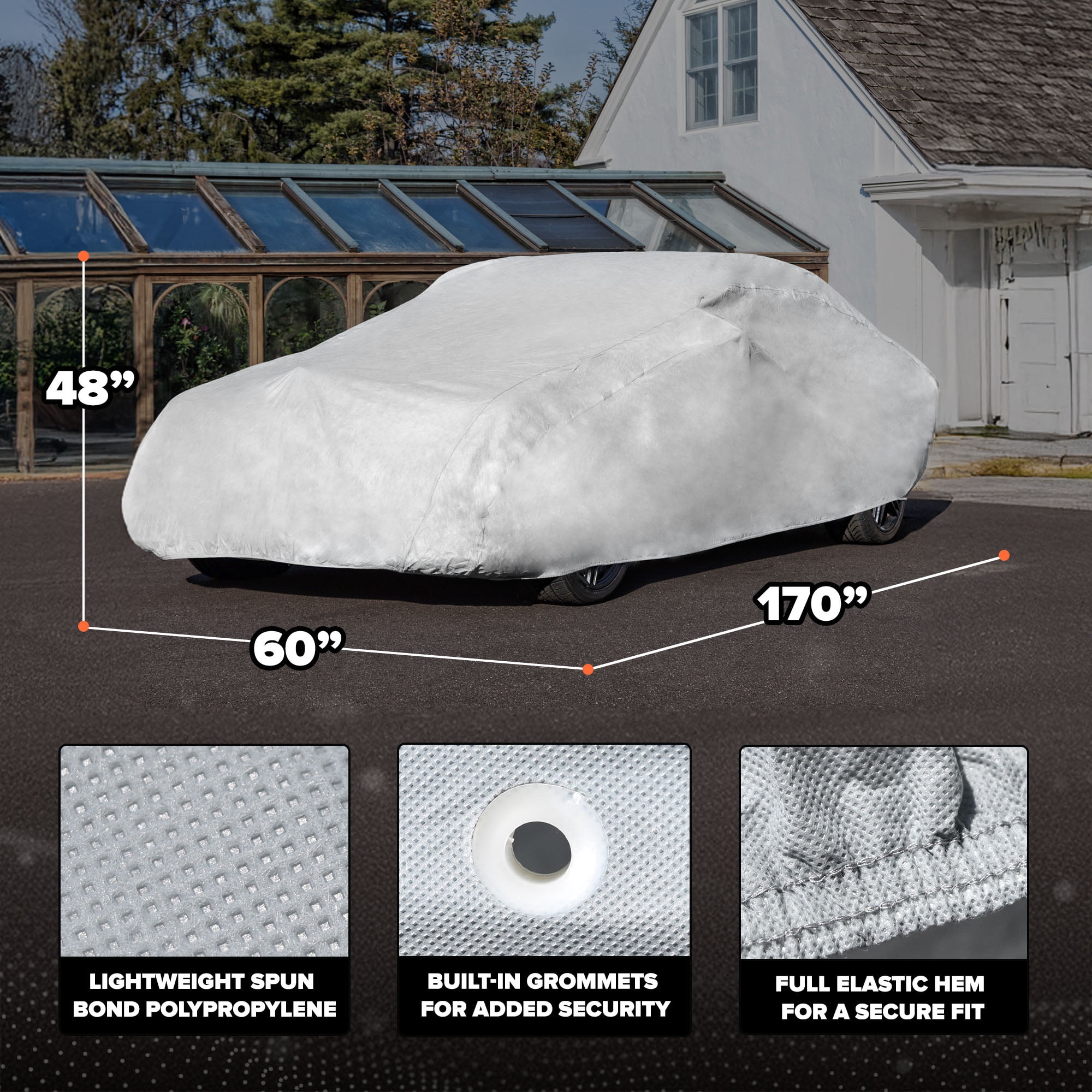 Budge Basic Car Cover, Lightweight, Breathable Indoor Car Protection, Size 2 for Small Vehicles