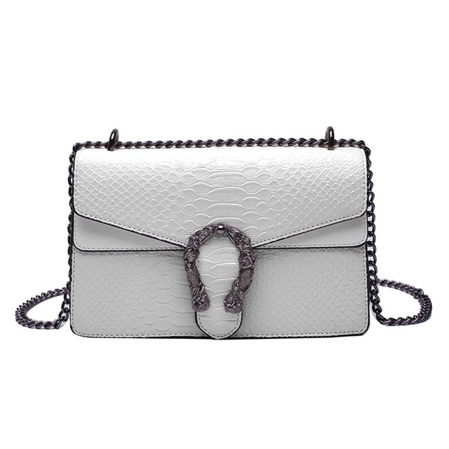 Bolso bandolera y bandolera para mujer - bolso bandolera de piel con cartera con cadena de serpiente