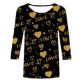 thumbnail image 4 of FASHOFT 3/4 Sleeve Crew Neck T-Shirts for Women Valentinas Day Spring Shirts Love Heart Graphic Tee Tops Yellow L, 4 of 4