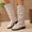 White, variant on Yeahitch Womens Boots Mid Calf Low Heel Women Boots Round Toe Chunky Heel Warm Comfortable Tall Boots
