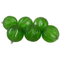 Northlight Set of 6 Green Rhombus Cut Shatterproof Transparent Christmas Ball Ornaments 3" (70mm)