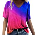 thumbnail image 1 of T-shirt Ample Décontracté à Col en V à Manches Courtes pour Femmes avec Imprimé, 1 of 5