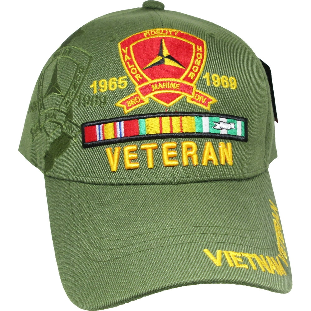 Cultural Exchange 3rd Marine Division Vietnam Veteran Ribbon Shadow Mens Cap [Olive Green