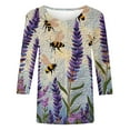 thumbnail image 5 of CYMMPU Loose Fit Crew Neck Blouses for Women Dressy Casual Bee Printed 3/4 Sleeve Tunic Tops Summer Fashion Shirts Spring Tops Lightweight Basic T-Shirts Multicolor XL, 5 of 5