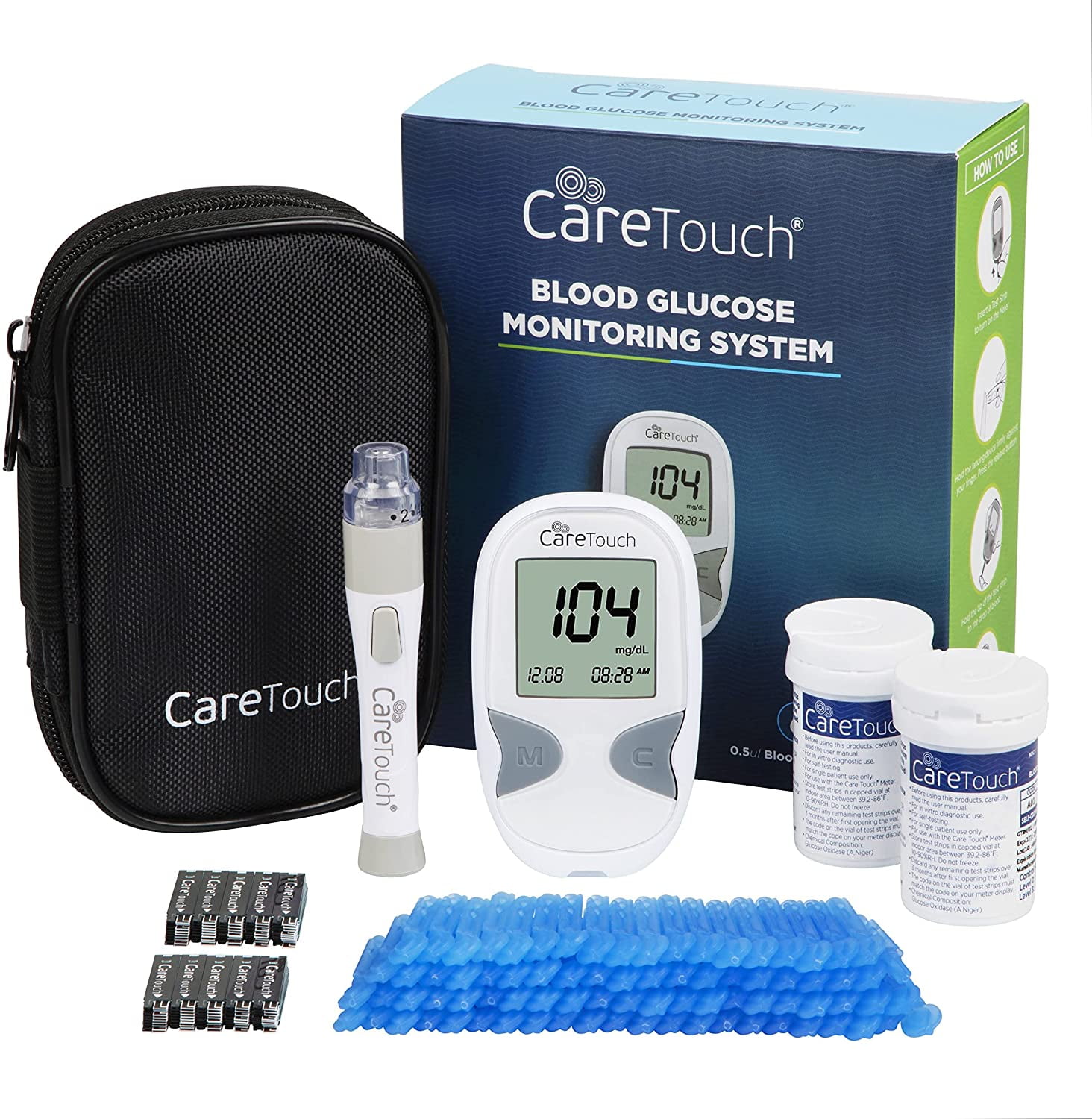 Cryfokt Blood Glucose Monitor Kit, Auto Coding Blood Pressure Monitor  Painless Testing Continuous Glucose Monitoring Diabetes Testing Kit Blood